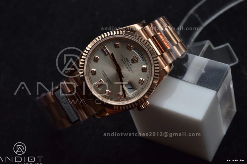 RG 36 V5 with Silver vr3255 DayDate 904L Edition Diamond (Gain EasyMatch Square on QF Steel President Bracelet Dial Best Weight) 675 1023